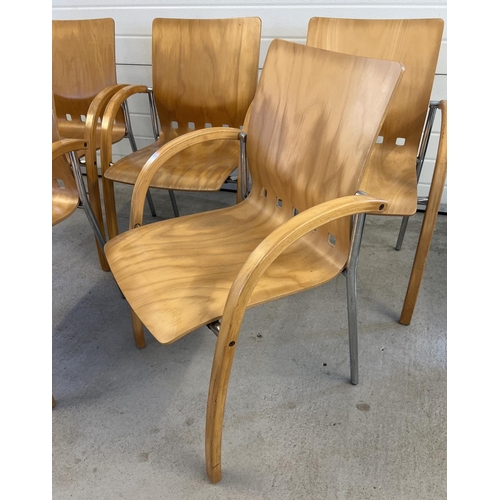 1418 - 5 x Herman Miller natural beech and chrome finish modern design carver style chairs RS301NA. Wood ar... 