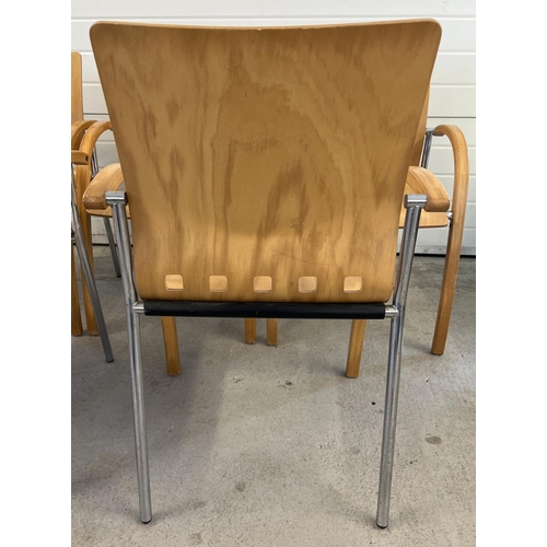 1418 - 5 x Herman Miller natural beech and chrome finish modern design carver style chairs RS301NA. Wood ar... 