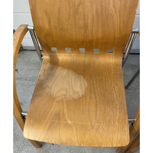 1418 - 5 x Herman Miller natural beech and chrome finish modern design carver style chairs RS301NA. Wood ar... 