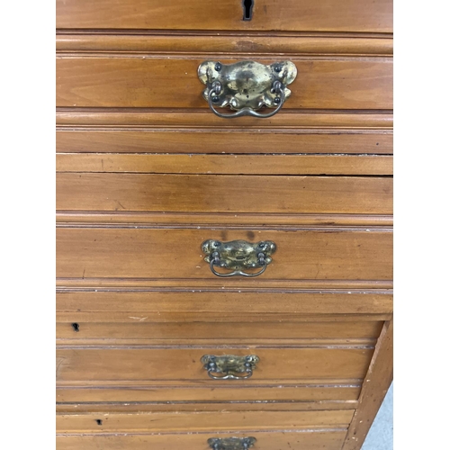 1439 - An Edwardian satin wood 2 over 3 chest of drawers with brass drop down handles. Approx. 106cm tall x... 