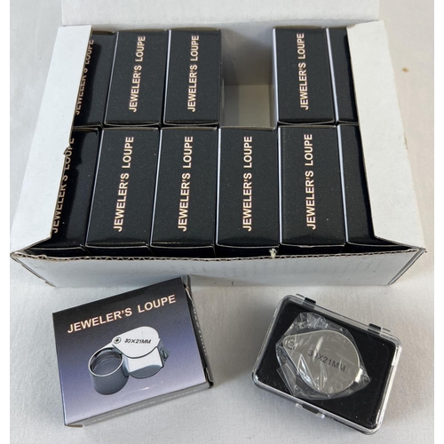 1064 - A box of 12 new & boxed 30 x 21mm jewellers loupe's.