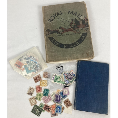 66A - 2 vintage stamp albums containing assorted world stamps, together with a few loose stamps.