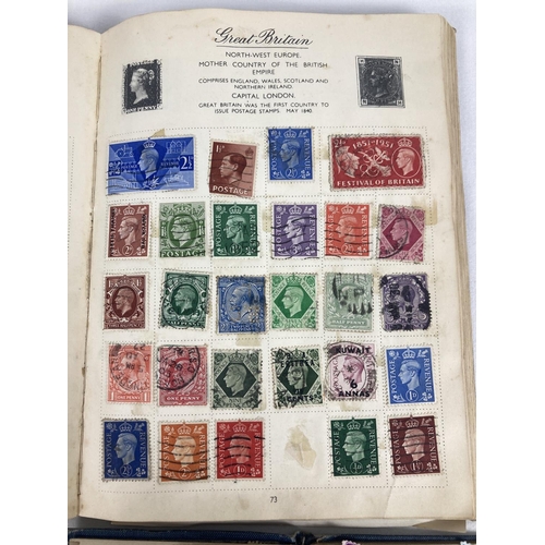 66A - 2 vintage stamp albums containing assorted world stamps, together with a few loose stamps.