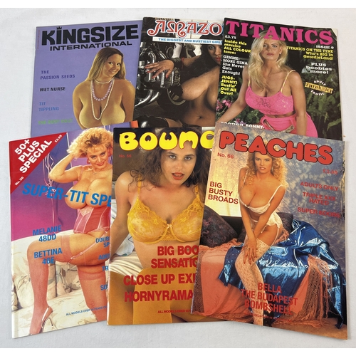 234 - 6 assorted vintage adult erotic magazine featuring larger breasted women. To include Kingsize Intern... 