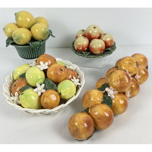 1403 - A collection of vintage Continental ceramic fruit basket ornaments. Largest marked to underside 'Fin... 