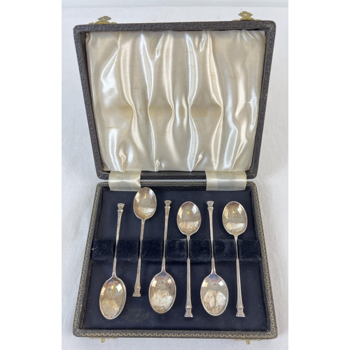 1174 - A cased set of 6 silver seal topped coffee spoons, hallmarked for Birmingham 1948. Each approx. 9.5c... 