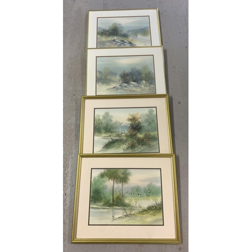 1389 - A set of 4 framed & glazed watercolours by Viroff, all signed to lower right. Double mounted and in ... 