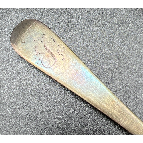 1166 - 5 Georgian Bateman teaspoons. 3 matching with W.T.M. initials engraved to handle hallmarked William ... 