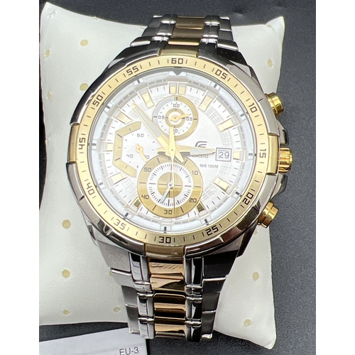 1132 - A boxed Ediface EFR539 DY men's chronograph wristwatch by Casio. Two tone stainless steel case and s... 