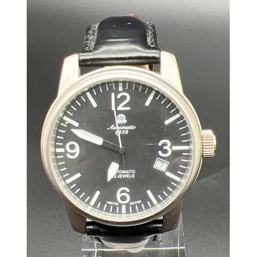 1142 - A boxed automatic B-Uhr/V-2/Luftseiger Navigation Pilots watch by Aeromatic 1912, with certificate a... 