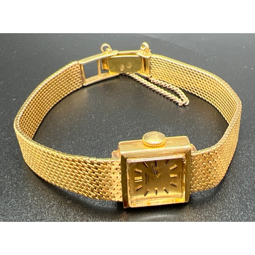 1154 - A vintage 18ct gold ladies cocktail watch by The International Watch Co. Mesh bracelet strap with cl... 