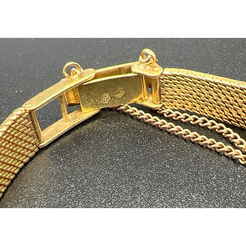 1154 - A vintage 18ct gold ladies cocktail watch by The International Watch Co. Mesh bracelet strap with cl... 