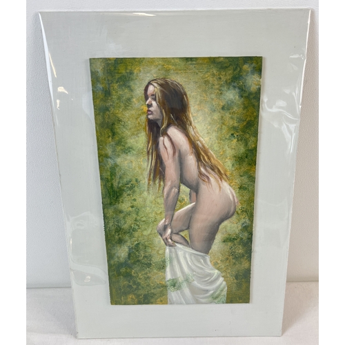 1376 - Krys Leach, local artist - nude oil on canvas board, entitled 