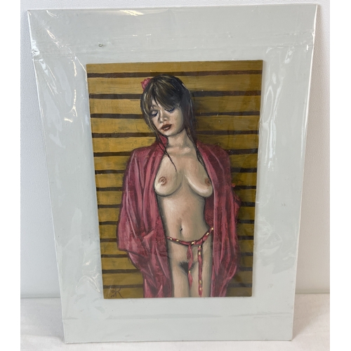 1377 - Krys Leach, local artist - nude oil on canvas board, entitled 