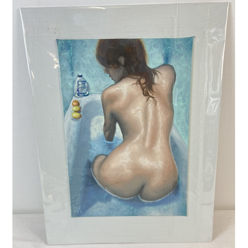 1378 - Krys Leach, local artist - nude oil on canvas board, entitled 