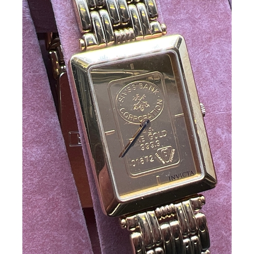 1213 - A boxed unisex 2g 999.9 Gold ingot wristwatch by Invicta from the Zitura Gold Ingot Collection. Comp... 