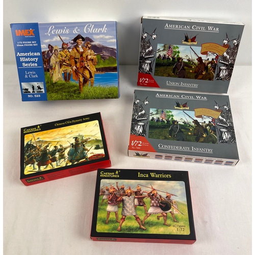 48 - 5 boxed 1/72 scale model soldiers & accessories for war gaming to include Imex, Caeser Miniatures & ... 