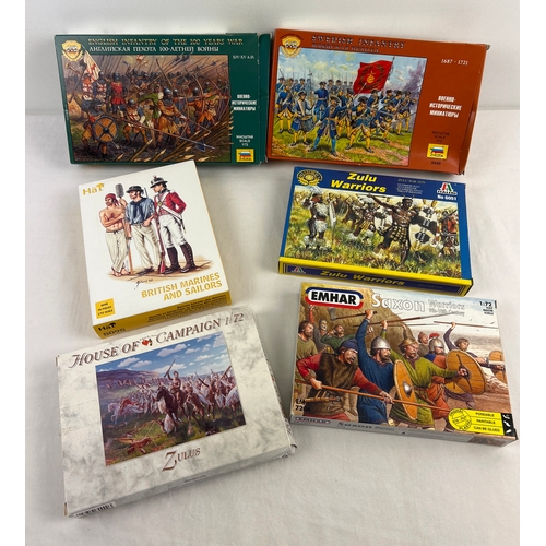 50 - A collection of 6 boxed 1/72 scale model soldiers for war gaming to include Emhar, Zvezda, Hä and It... 