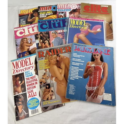 67 - 10 assorted adult erotic magazines to include Paul Raymond's Model Directory, Men Only, The Best of ... 