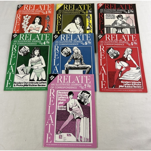 151 - 7 assorted issues of Relate, vintage smaller sized adult erotic correspondence magazine. All from vo... 