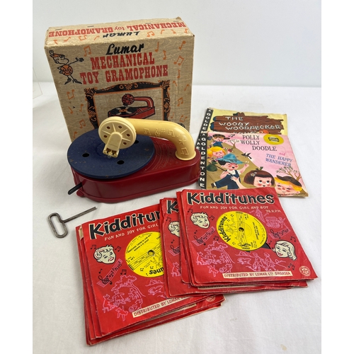 1276 - A boxed vintage 1960's Marx Toys Lumar Mechanical toy Gramophone complete with key for winding mecha... 