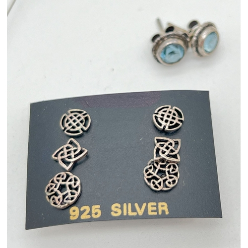 1041 - A collection of silver & white metal jewellery to include gemstone set earrings, Celtic design studs... 