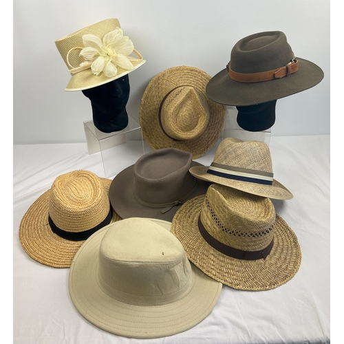 1337 - 7 assorted men's hats together with a cream coloured Lady's occasion hat by Whiteley.