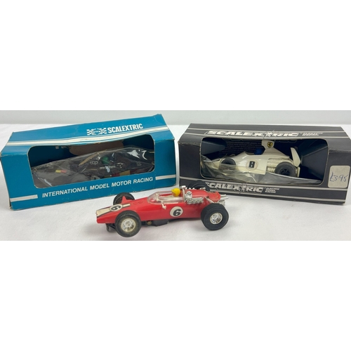 1267 - 2 boxed and 1 unboxed Scalextric model racing cars. C.120 Martini Brabham BT 44B, C.123 UOP Shadow F... 