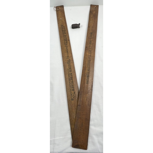 1321 - A vintage wooden The Avecta Trouser Stretcher and Presser for Suitwell Clothiers, 252 New City Road,... 