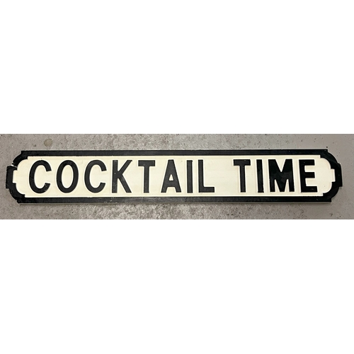 1327 - A modern painted wood 'Cocktail Time' sign, in the style of an old street sign. Approx. 84cm long.