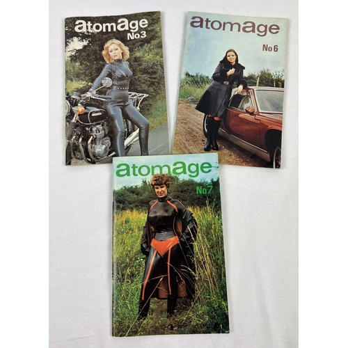 3 vintage issues of Atomage, 1970's leather/rubber fetish magazine from John Sutcliffe. No's 3, 6 & 7, all in excellent condition. Part of a large private collection of specialist/fetish adult material.