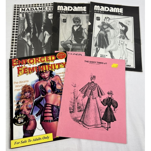 82 - 5 assorted vintage specialist fetish adult erotic magazines to include 3 issues of Madame; Power of ... 