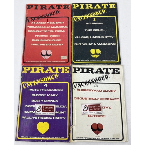 122 - First 4 issues, No's 1 - 4 of Pirate Uncensored, vintage late 1970's smaller sized hardcore adult ma... 