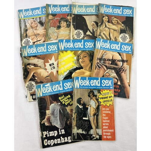 124 - 9 issues of Weekend Sex, vintage 1970's smaller sized adult erotic magazine. Some issues have sellot... 