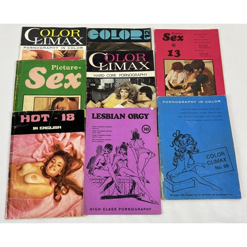 168 - 8 assorted vintage smaller sized adult erotic magazines to include Color CLimax, Picture Sex, Lesbia... 