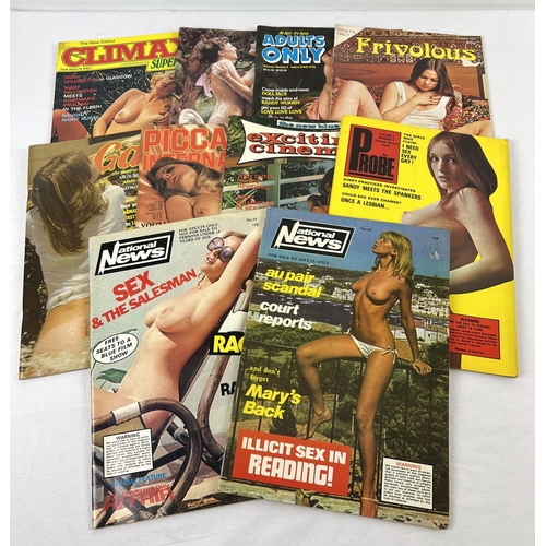 230 - 10 assorted vintage 1970's adult erotic magazines to include National News, Probe, Climax, Adults On... 