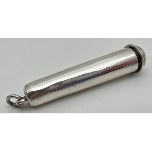 1191 - A late Victorian silver cheroot cigar holder, hallmarked for Chester 1900. With hinged lid and hangi... 