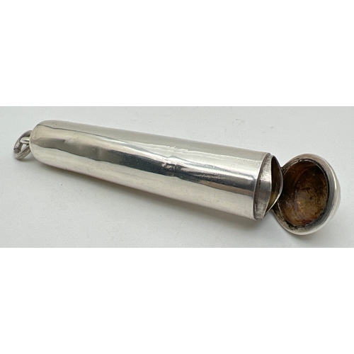 1191 - A late Victorian silver cheroot cigar holder, hallmarked for Chester 1900. With hinged lid and hangi... 