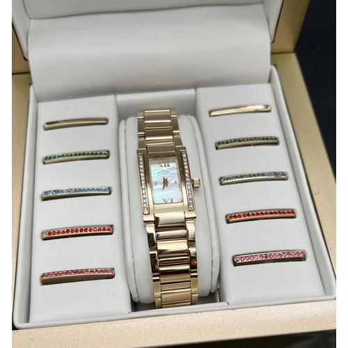 1167 - A boxed ladies bracelet strap wristwatch by Rotary (LB02423/41) with inter changing crystal set side... 