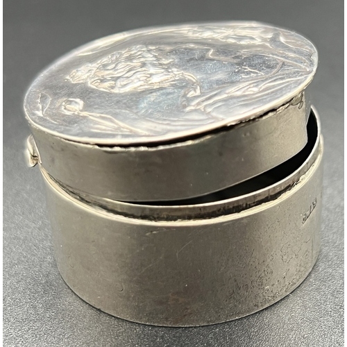 1185 - An Art Nouveau silver trinket box, fully hallmarked for Birmingham 1901, with embossed maiden design... 