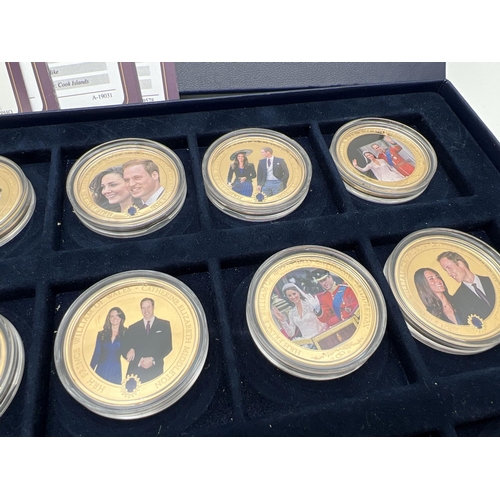 95 - A boxed set of 12 The Royal Wedding Photographic collection 1 dollar Cook Islands coins, by Westmins... 