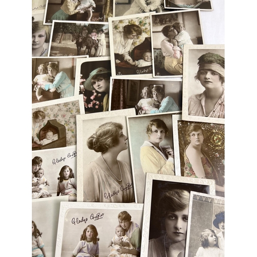 186 - A collection of 46 assorted Gladys Cooper - early 20th century actress - postcards. To include cards... 