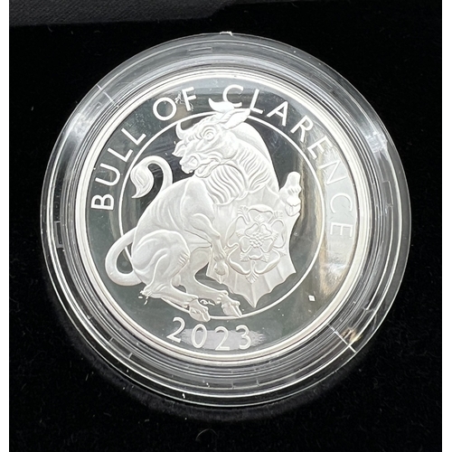 9 - A 2023 double set of The Royal Tudor Beasts, The Bull Of Clarence silver proof £2 coins by The Royal... 