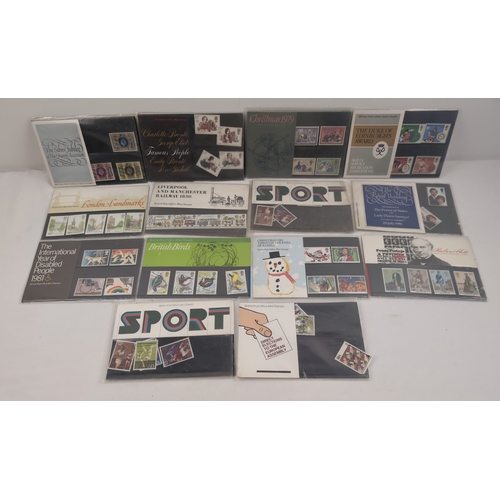 110 - 14 Royal Mail collectors sets of first issue stamps from the 1970's and 80's. To include British Bir... 