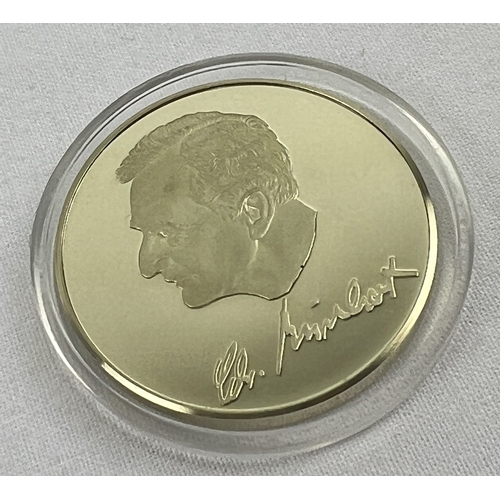 39 - A 585 14ct gold 1 ounce uncirculated coin/medal made to commemorate 50 years of the Burkert Company ... 
