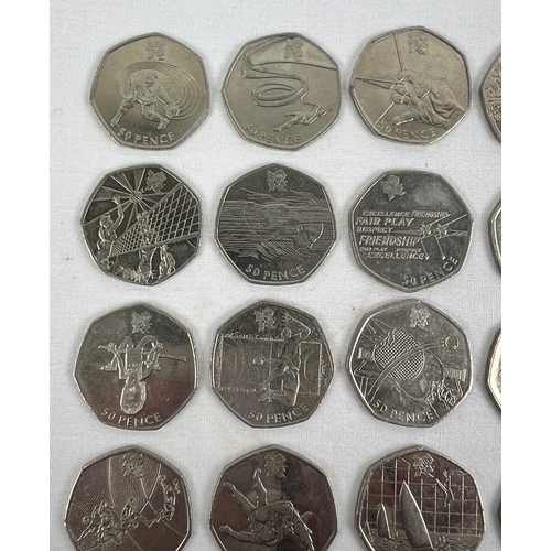 65 - A full set of 29 London 2012 Olympic 50p coins, in circulated condition.