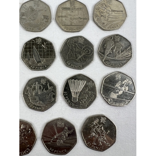 65 - A full set of 29 London 2012 Olympic 50p coins, in circulated condition.