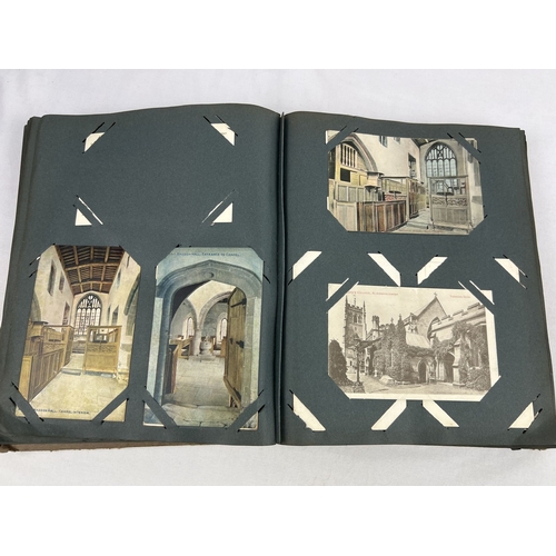 174 - An art Nouveau postcard album containing 300+ assorted Edwardian & vintage postcards relating to Bri... 