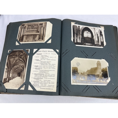 174 - An art Nouveau postcard album containing 300+ assorted Edwardian & vintage postcards relating to Bri... 