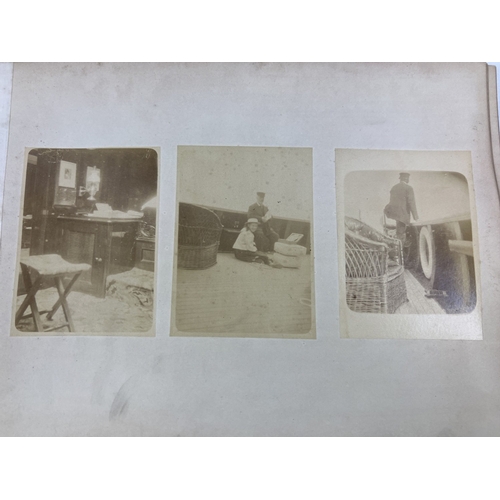 237 - An early 20th century photograph album (covers missing) containing approx. 150 assorted photos, most... 